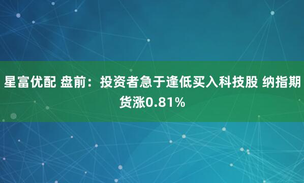 星富优配 盘前：投资者急于逢低买入科技股 纳指期货涨0.81%
